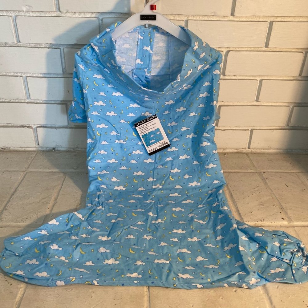 NWT Zack & Zoey Dog Pajamas XL Blue Cloud Moon Print Flannel Pet Jumper